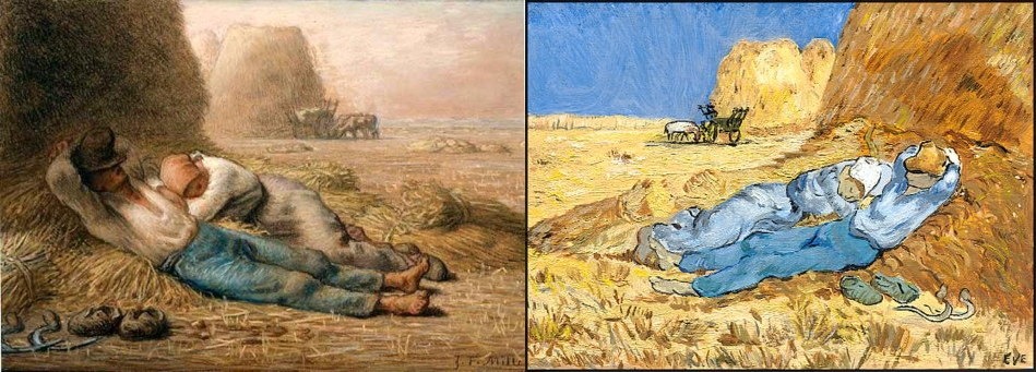 Jean-François Millet, la Méridienne (1866) - Vincent Van Gogh, La Méridienne ou la Sieste (1890)