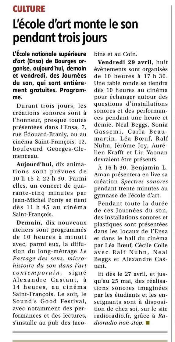 Les Trois Journées SON, l’article